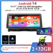 10.33'' Android14 2GB＋32GB Car Stereo Radio GPS For Benz C Class W204 S204 07-11