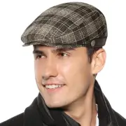 Mens Newsboy Hat Flat Cap Gatsby Newsboy Lvy Irish Hats Driving B Coffee Plaid