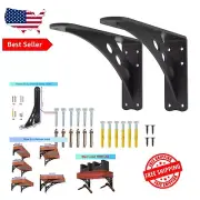 Heavy Duty Shelf Brackets 10"x6" - 1000 Lbs Max Load - Set of 2 Black Finish