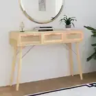vidaXL Console Table Brown 105x30x75 cm Solid Wood Pine&Natural Rattan OLL