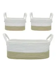 [LIVING TEXTILES] Basket Storage Set 3 Piece in Natural/White