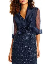Adrianna Papell Organza Tie Front Wrap Jacket