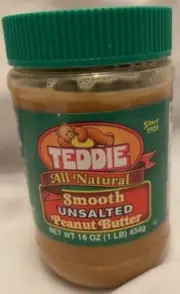 Teddie All Natural Smooth Unsalted Peanut Butter - 16 oz.