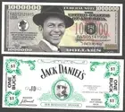2 Jack Daniels $1 Bill + Frank Sinatra One Million Dollar Note Funny Money