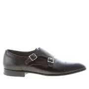 GREEN GEORGE men shoes Black calf leather double monk strap made in Italy 7073