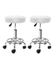 [Artiss] Salon Stool Round Swivel Chair x2 in White
