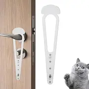 Cat Door Holder Latch - Design Door Cat Elastic Door Lock,Dog Proof Cat Feeding Station with 4 Adjustable Holes, Keeps Dogs Out of & Food