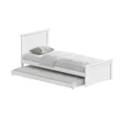 Oikiture Trundle Bed Frame Single Size Beds Base Wooden Daybed White