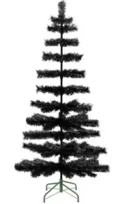 5FT Black Christmas Tree Tinsel Feather Style Holiday Tree 60IN Table-Top