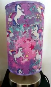 unicorn magic rainbow girls touch lamp with fabric shade and bulb glittery