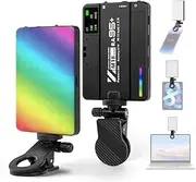 xinyee Pocket RGB Video Light Photography LED Fill Light 2500K-9000K Dimmable 22 Scene Effects Video Conference Light for Computer Tablet Phone DSLR Camera Built-in Battery with Phone Holder