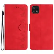 For Samsung Galaxy A22 5G (EU Version) Stand Wallet Phone Case Butterfly Imprinted Drop-proof Cover