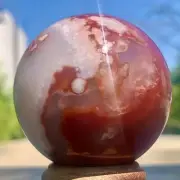191G Natural Sakura Flower Agate QUARTZ Sphere Crystal Ball Reiki Healing