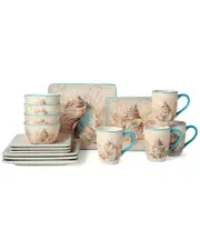 Certified International Escape To The Sea 16pc Dinnerware Set, Service for 4