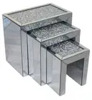 Mirrored Furniture 3 Nesting Tables Coffee Crushed Crystal Diamond 3er Set