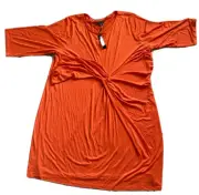 Metaphor Women's Dress Plus Size 3X Mandarin Red Front Twist 3/4 Sleeve New