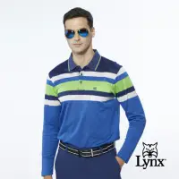 在飛比找momo購物網優惠-【Lynx Golf】男款歐洲進口布料純棉絲光配色條紋胸袋款