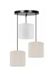 Modern 3 Light Pendant With 2 Cream and White Fabric Shades Ceiling Light