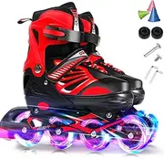 Skate Shoes for Kids Adjustable Illuminating Inline Skates with Light Up Wheels for Kids and Youth Girls Boys Inline Skates
