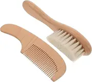 RORPOIR Baby Hair Brush Set Soft Bristles Newborn Scalp Brush Grooming Brush Wood Handle for Infants