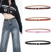 Luxury Design Leather Belt Versatile Waistband Metal Slide Buckle Belt