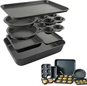 Elbee-Home 8-Piece Oven Nonstick Bakeware Set, Patented Space-Saving Self-Storage Design.
