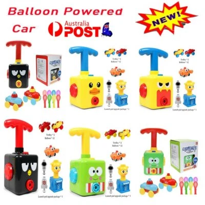 Upgraded Fun Inertia Balloon Powered Car Toys Aerodynamics + Launcher Rocket NVN