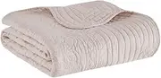Madison Park Madison Park Luxe Quilted Throw Blanket - Damask Stitching Design, Cotton Filled Spread, Ultra Soft, Cozy Bedding for Living Room Couch, Sofa, Bed, 60x72, Scalloped Borders Blush