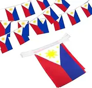 Anley Philippines String Flag Pennant Banners, Patriotic Events 12th of June Independence Day Decoration Sports Bars - 33 Feet 38 Flags
