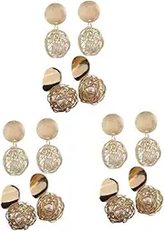 [SHERCHPRY] 4 Pairs Woven Ear Studs Pearl Earrings Stud Earrings Pearl Pendant Earrings Vintage Ear Studs Fashion Ball