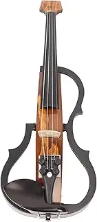 Electric Violin Dark Colored Wood Grain Carbon Fiber Full Size Silent Electric Violin for Beginners Performance