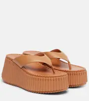 [Chloe] Chloé Nama 80 leather platform thong sandals AU 11 brown