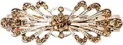Fashi Smoked Topaz Chocolate Brown Rhinestone Crystal Small Floral Hair Barrette Clip