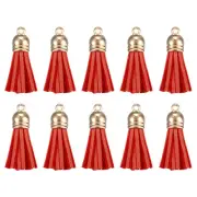 120Pcs Leather Tassel Keychain Charm Bulk with Cap for Jewelry Making, Red