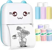 Mini Pocket Printer, Gifts for Kids, Portable Thermal Printer for Pictures/Retro-Style Photos/Receipts/Notes/Lists/Label/Memo/QR Codes, Bluetooth Wireless Smart Printer with Android or iOS APP (Blue)