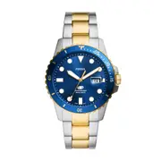 Fossil Blue Dive Three-Hand Date Two-Tone Stainless Steel Watch FS6034 Silver