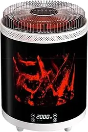 Multifunctional Space Heater, 2000W Portable Indoor Electric Heaters Fan with Flame Effect, 360° Surround Heating, Smart Thermostat, Heating Stove for Office Home