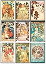 97 Decor Alphonse Mucha Art Print - Art Nouveau Decor, Alfons Mucha Poster, Art Deco Wall Art, Vintage French Nouveau Advertisement Painting, Fine Art Posters for Bedroom Decorations (7x10 UNFRAMED)