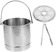 FIXOSHEE 1Pc Thickened Stainless Steel Ice Bucket with Ice Clip Practical Multi Functional Beverage Holder for Beer for Bars and Outdoor Events Silver