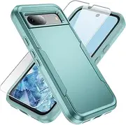 for Pixel 8a Case, with HD Screen Protector [Military Grade Drop Tested] Heavy-Duty Tough Rugged Shockproof Protective Case for Google Pixel 8a, Green