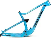 Carbon Full Suspension Frame 27.5/29 Inch Soft Tail Trail Mountain Bike Frame Disc Brake Travel 120mm XC/AM MTB Frame Thru Axle 12x148mm Boost Bicycle Frame BSA73 (Color : Blue, Size : 27.5x17'')
