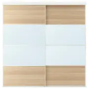 SKYTTA / MEHAMN/AULI sliding door combination, white/white stained oak effect mirror glass, 202x205 cm