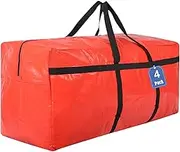 Extra Large Moving Bags Heavy Duty Storage Duffle Bag Huge Foldable Duffle Bag for Bedding Storage, Moving, Camping, College Move In and More (Orange 4 pack)