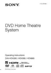 Sony DAV-HDX285 HDX585 HDX685 Home Theater System Owners Manual