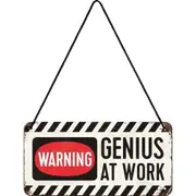 Nostalgic Art Metal 10x20cm Wall Hanging Sign Genius at work Home/Office Decor
