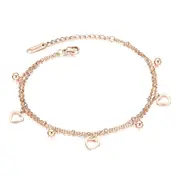 Stainless Steel Rose Gold Heart Anklets