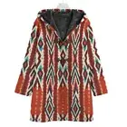 Southwestern Aztec Cotton Cozy Hooded Jacket Festival Cloak Coat Unisex Red Gift