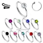 2pcs. 20g~5/16", 3/8" Surgical Steel Annealed Clear C.Z. Tragus Nose Hoop Rings