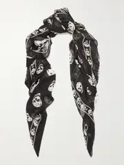 [MCQUEEN] MCQUEEN - Printed Silk-chiffon Scarf - Black - One size One size Black