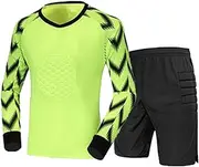 [Riismen] Youth Boys 2 Piece Tracksuit Padded Football Goalie Jersey with Shorts Soccer Goalkeeper Uniform Kit